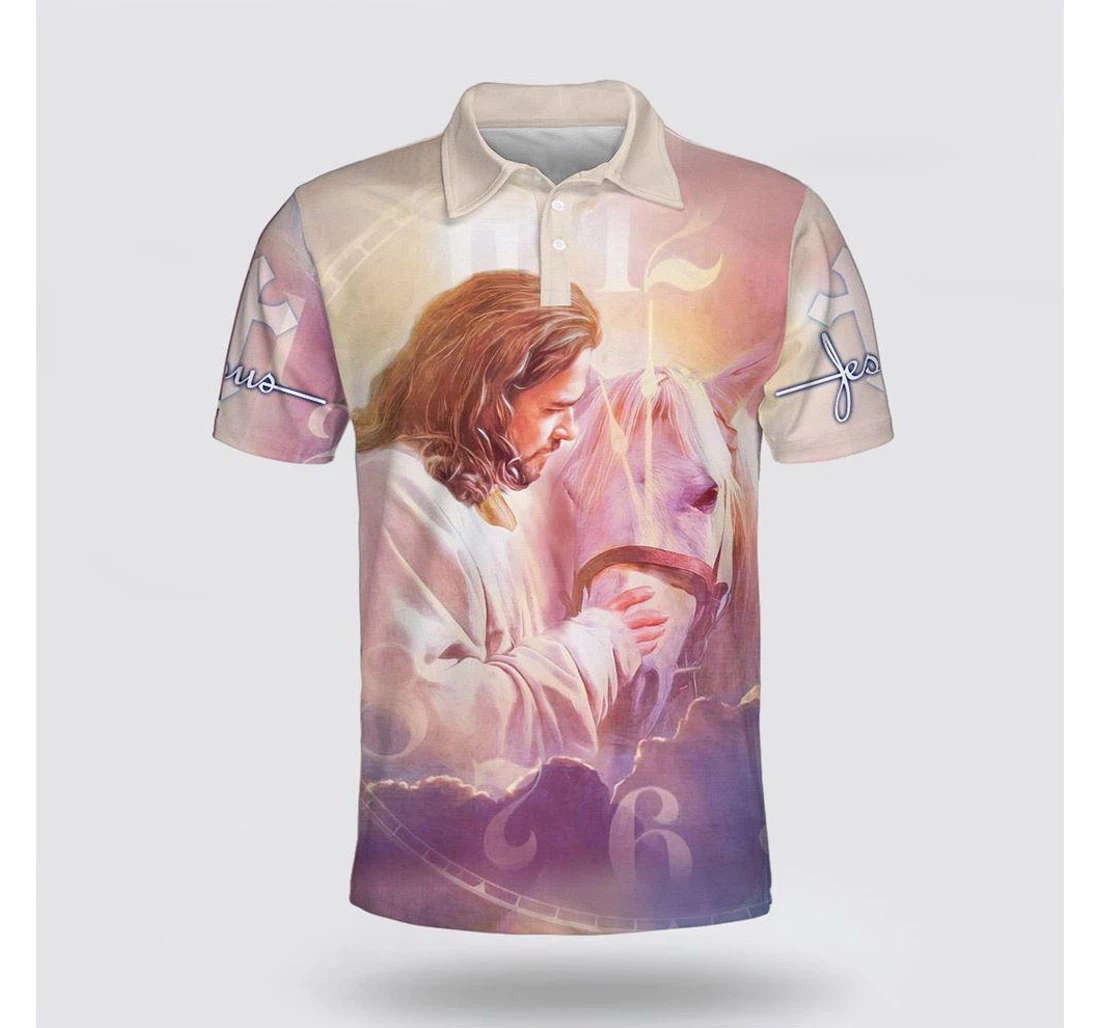 Personalized Jesus And Horse Christian Families - Polo Shirt