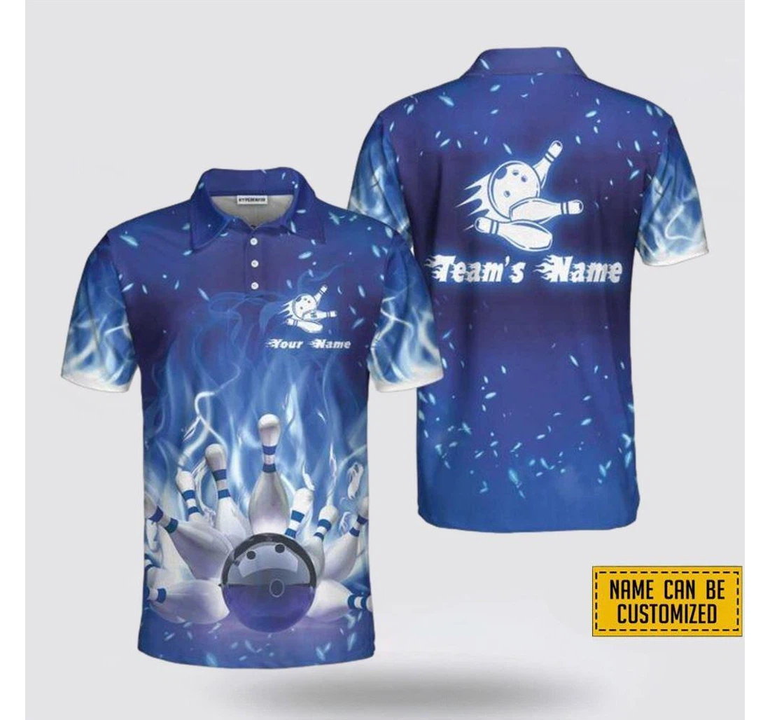 Personalized Blue Bowling Pattern Bowling To Get Your Dad Father S Day - Polo Shirt
