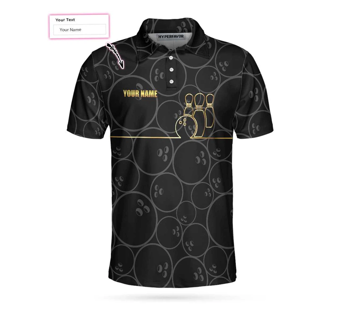 Personalized Black Bowling Pattern Bowling To Get Your Dad Father S Day - Polo Shirt