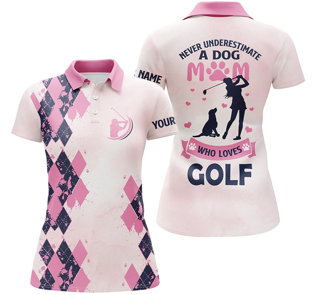 Personalized Pink Custom Never Underestimate A Dog Mom Who Loves Golf Mother's Day Mom Nqs - Polo Shirt