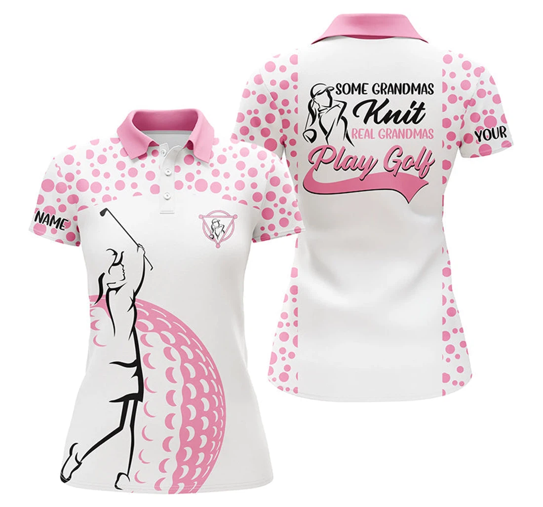 Personalized Golf Custom Grandma Knit Real Grandmas Play Golf Mother's Day Golf Grandma Nqs - Polo Shirt