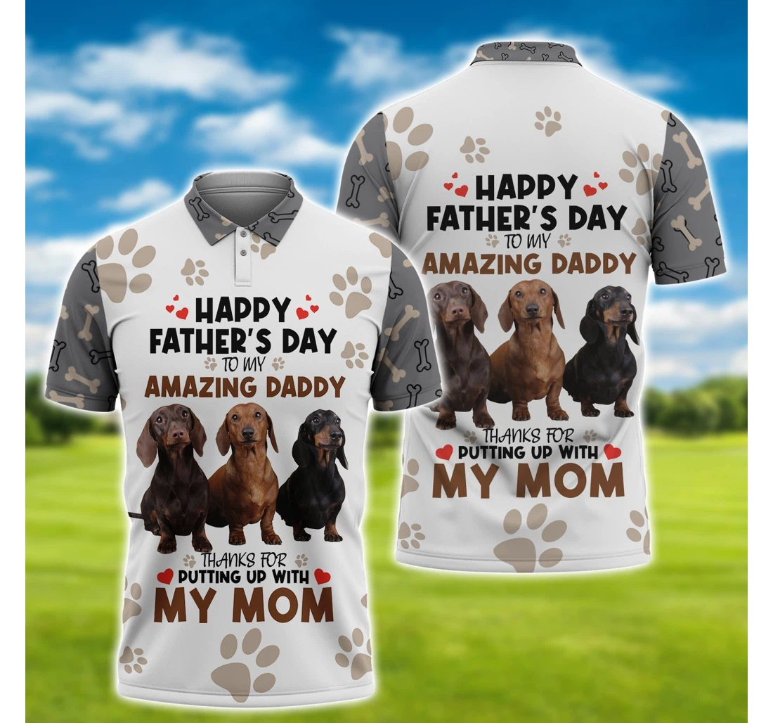 Personalized Happy Father's Day Dachshund Tad - Polo Shirt