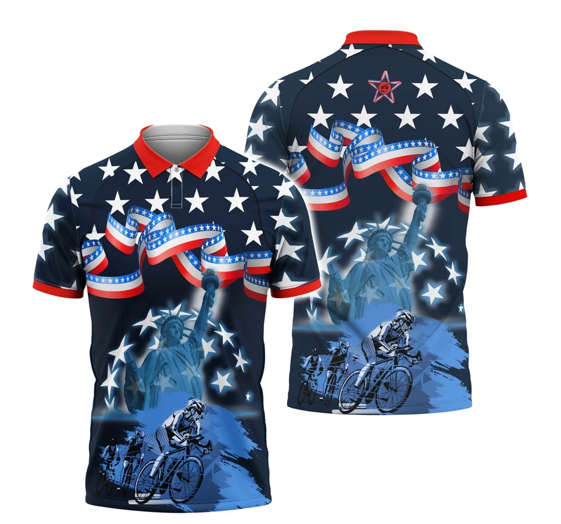 Personalized Cycling Independence Day Outfit Cycling - Polo Shirt