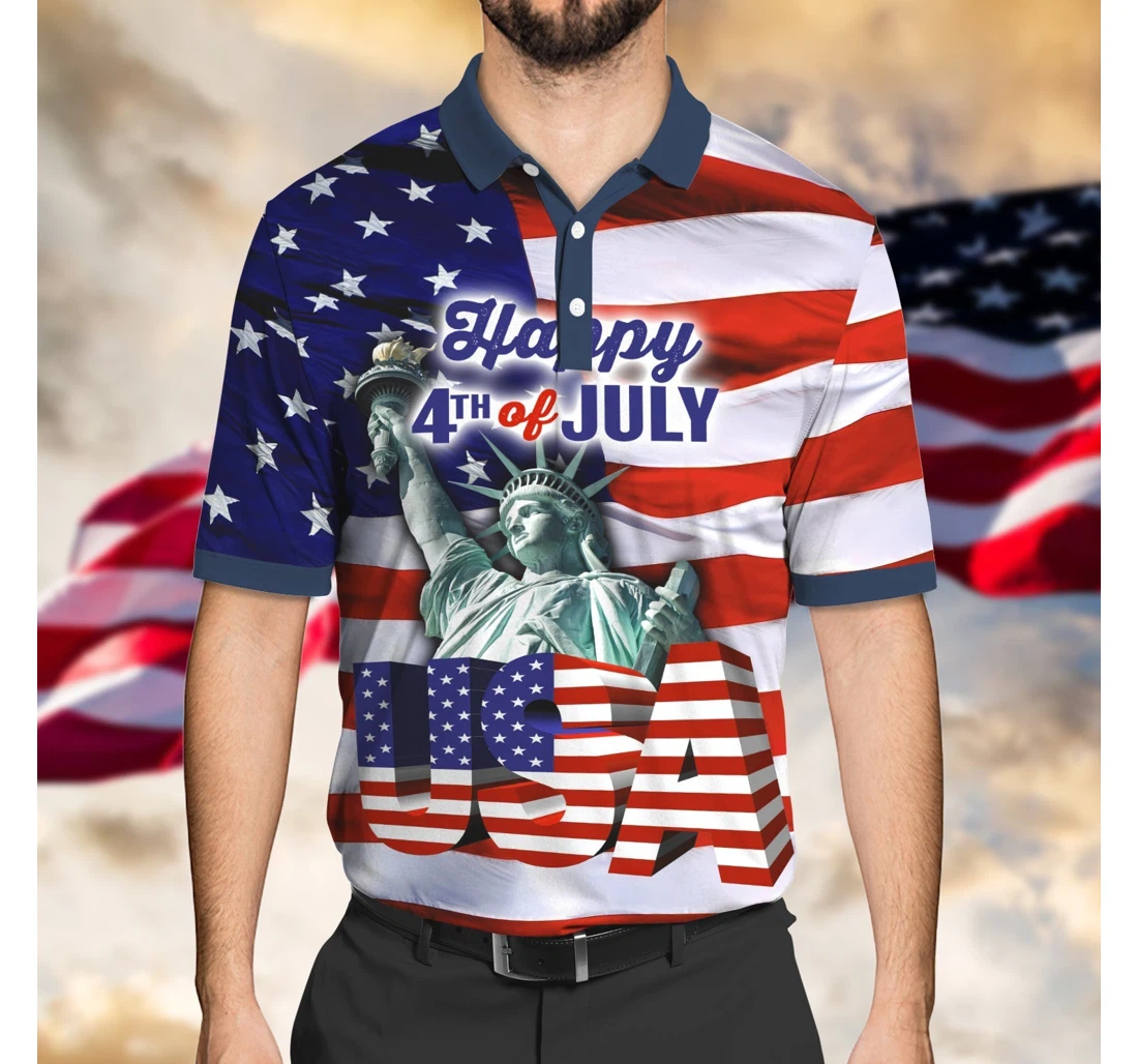 Personalized America Independence Day Peace And Love - Polo Shirt