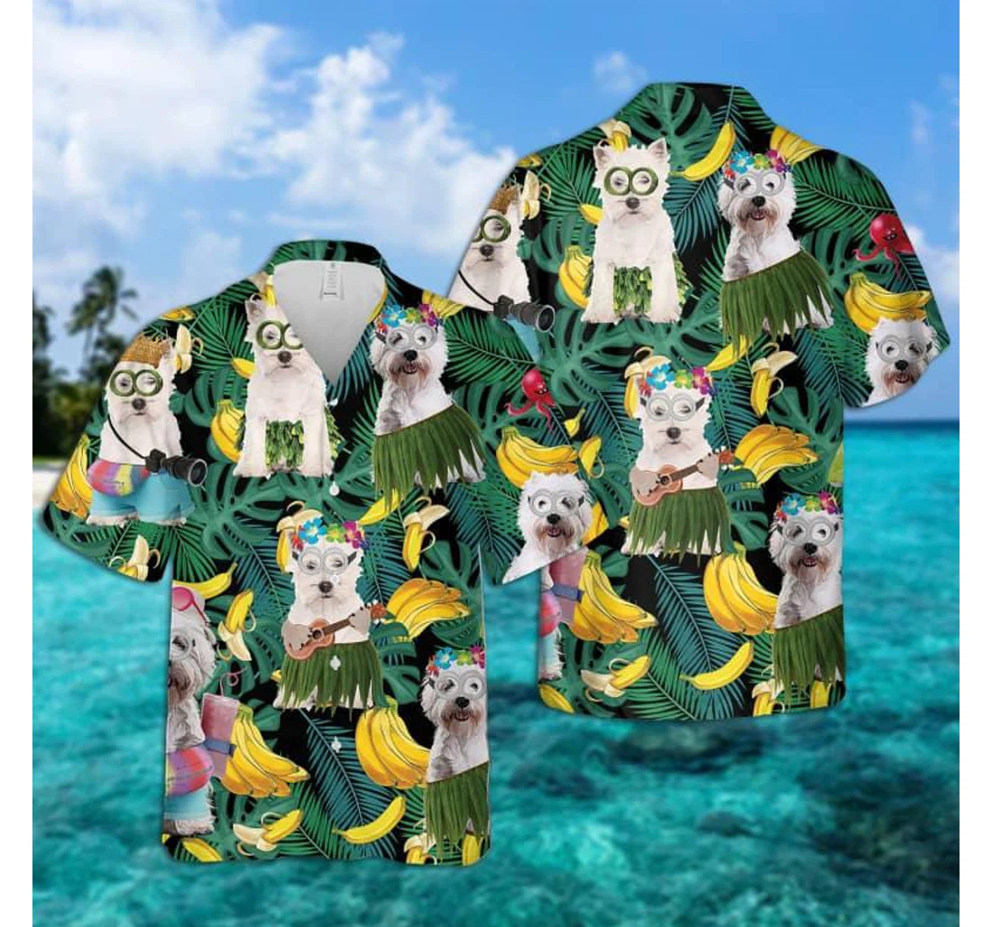 Personalized West Highland White Terrier Perfect Gift West Highland White Terrier Lovers Friend Family Hawaiian Shirt, Button Up Aloha Shirt For Men, Women