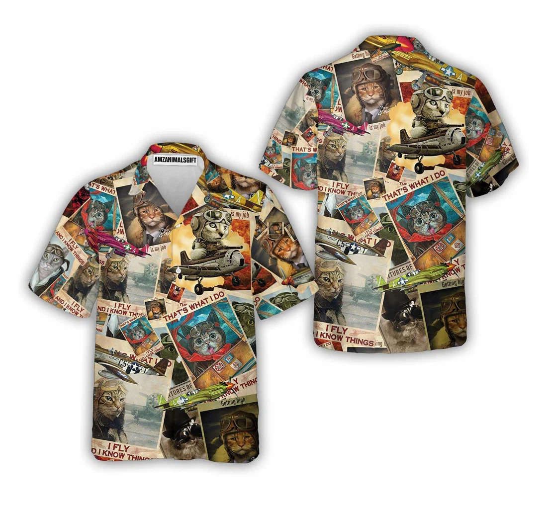 Personalized Cat Lover Cat Amazing Pilot And Perfect Gifts Cat Mom Cat Dad Friends Family Hawaiian Shirt, Button Up Aloha Shirt For Men, Women