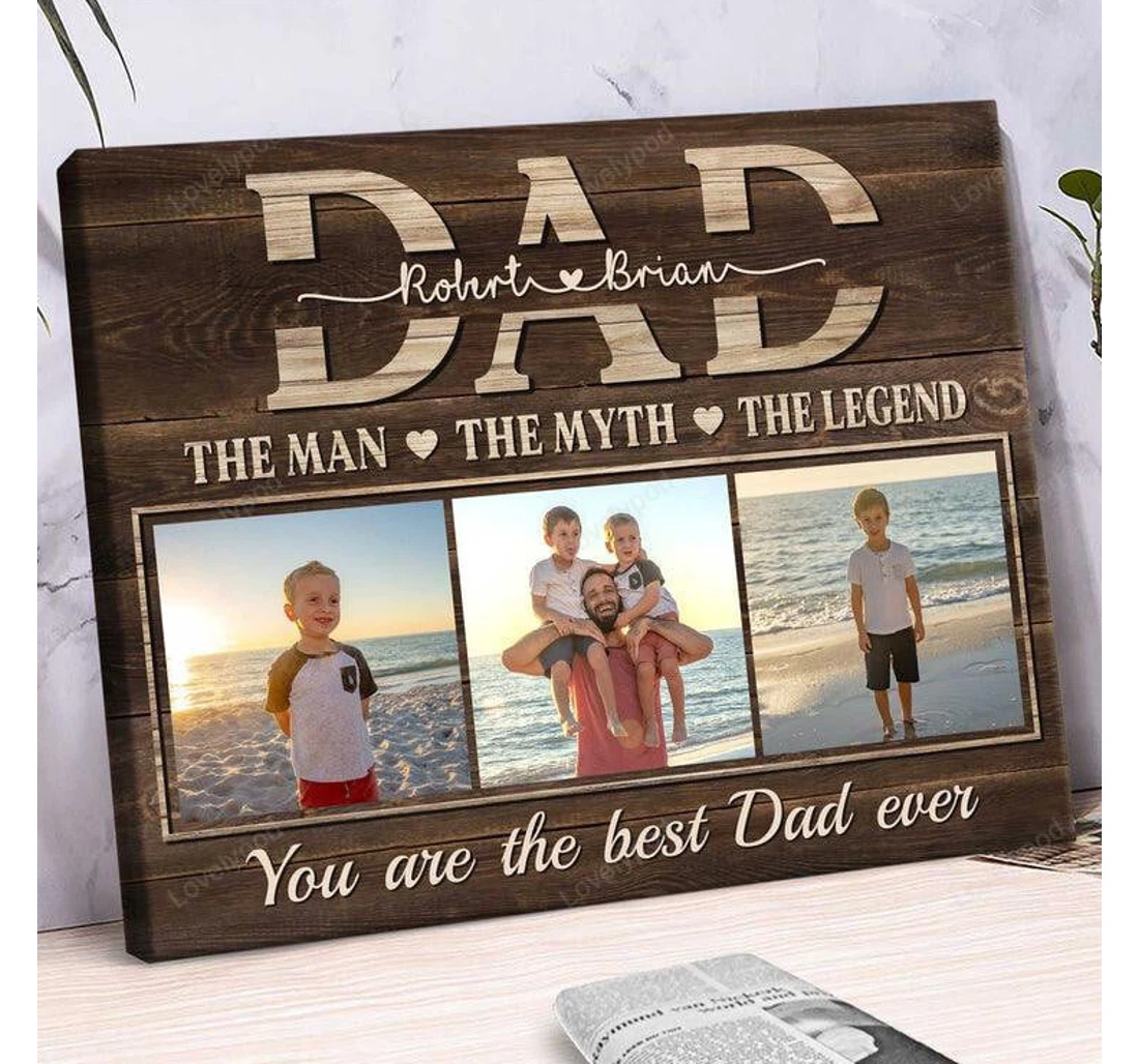 Poster, Canvas - Dad Custom Personalized The Man The Myth The Legend Present Dad From Son Daughter Father’s Day Grandpa Daddy Papa Print Framed Wall Art