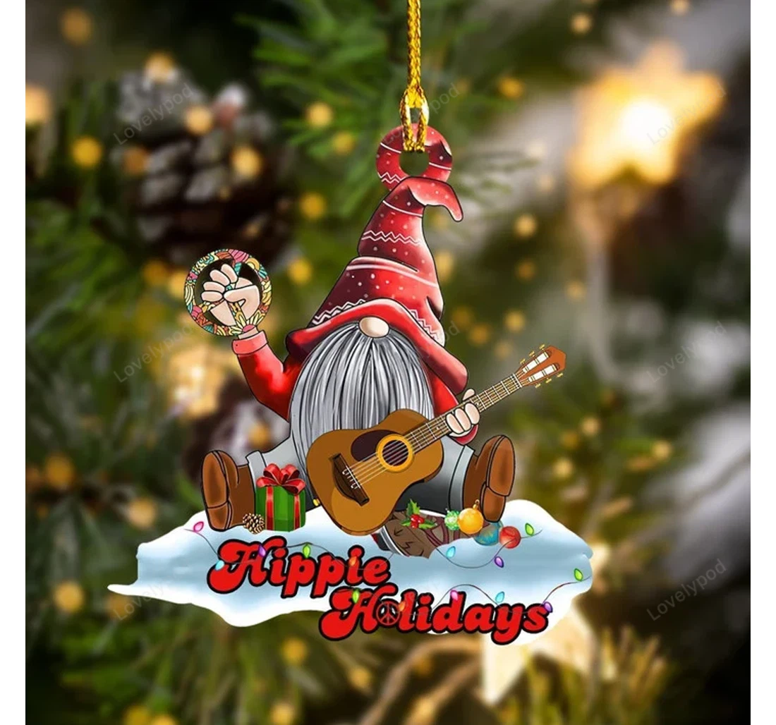 Personalized Hippie Holidays Hippie Gnome Christmas Ornament