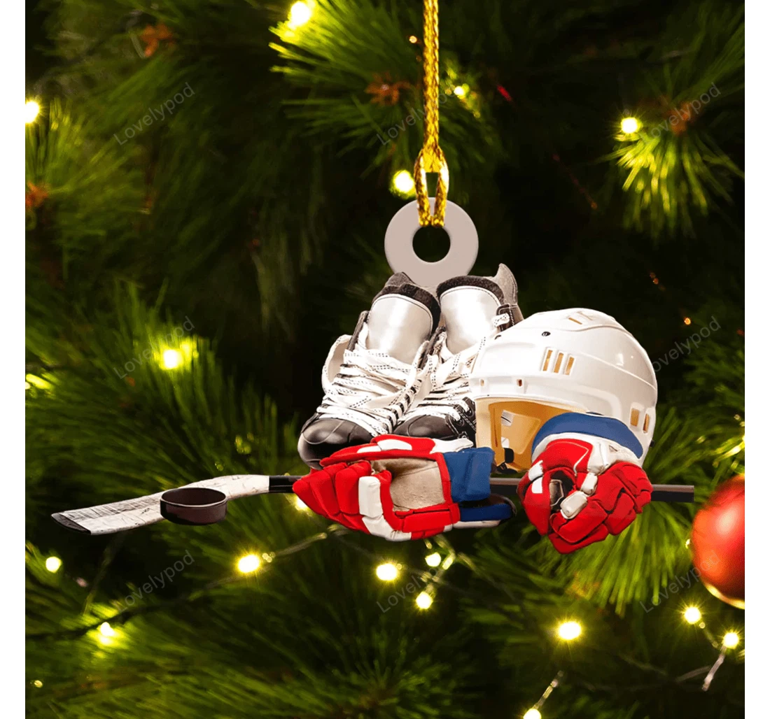 Personalized Hockey Custom Shaped Christmas Gift Ornament