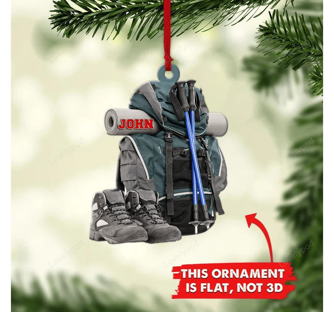 Personalized Hiking Bag Personalized Hiking Christmas Ornament