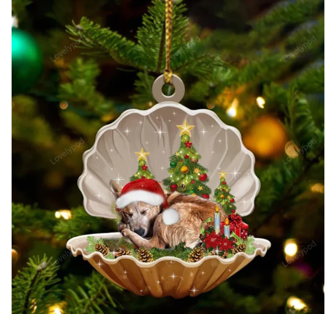 Personalized Heelersleeping Pearl In Christmas Ornament