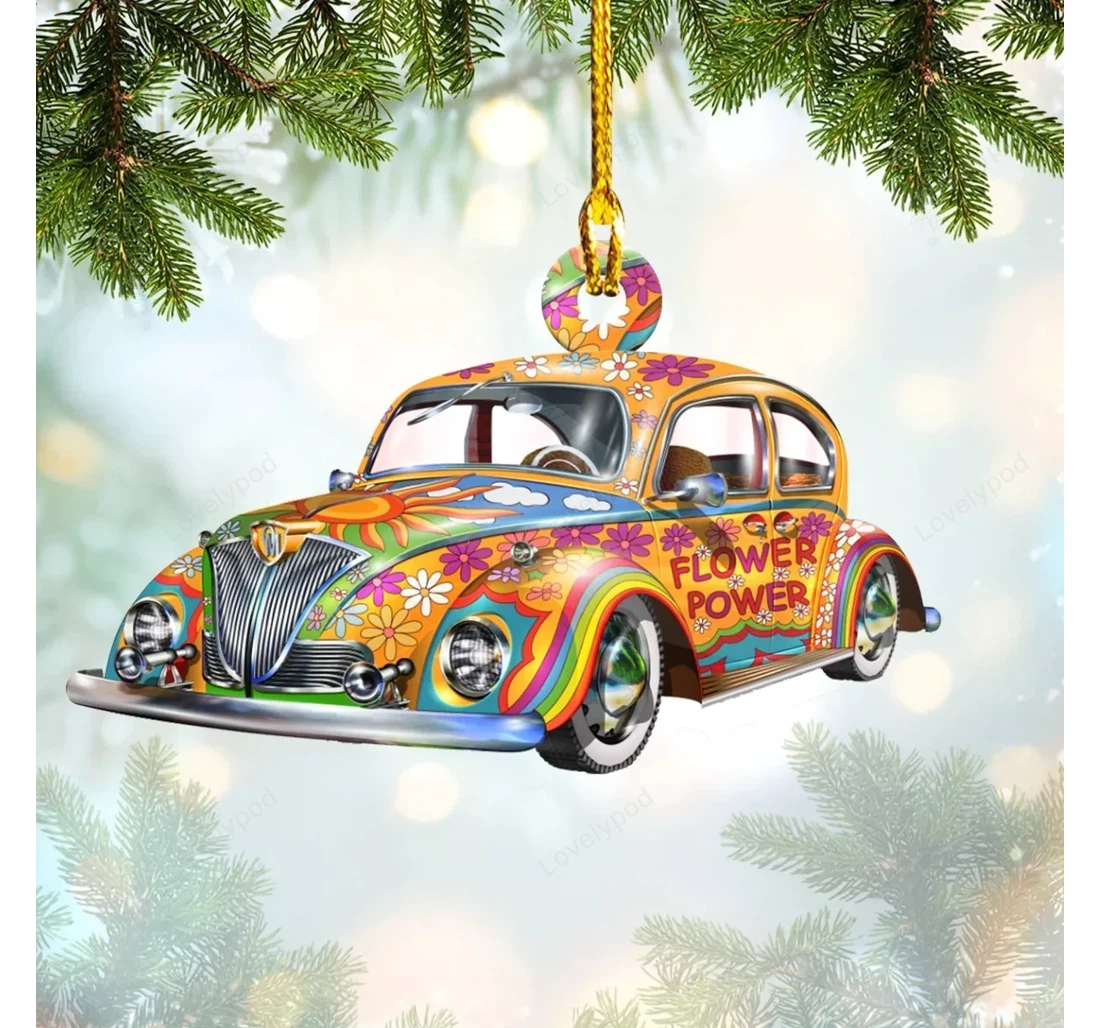 Personalized Hippie Car Chrismas Ornament