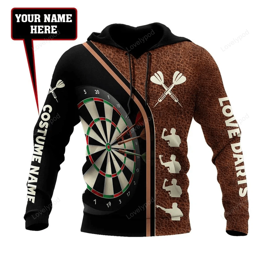 Personalized Darts Player Custom Name Dart - 3D Printed Pullover Hoodie