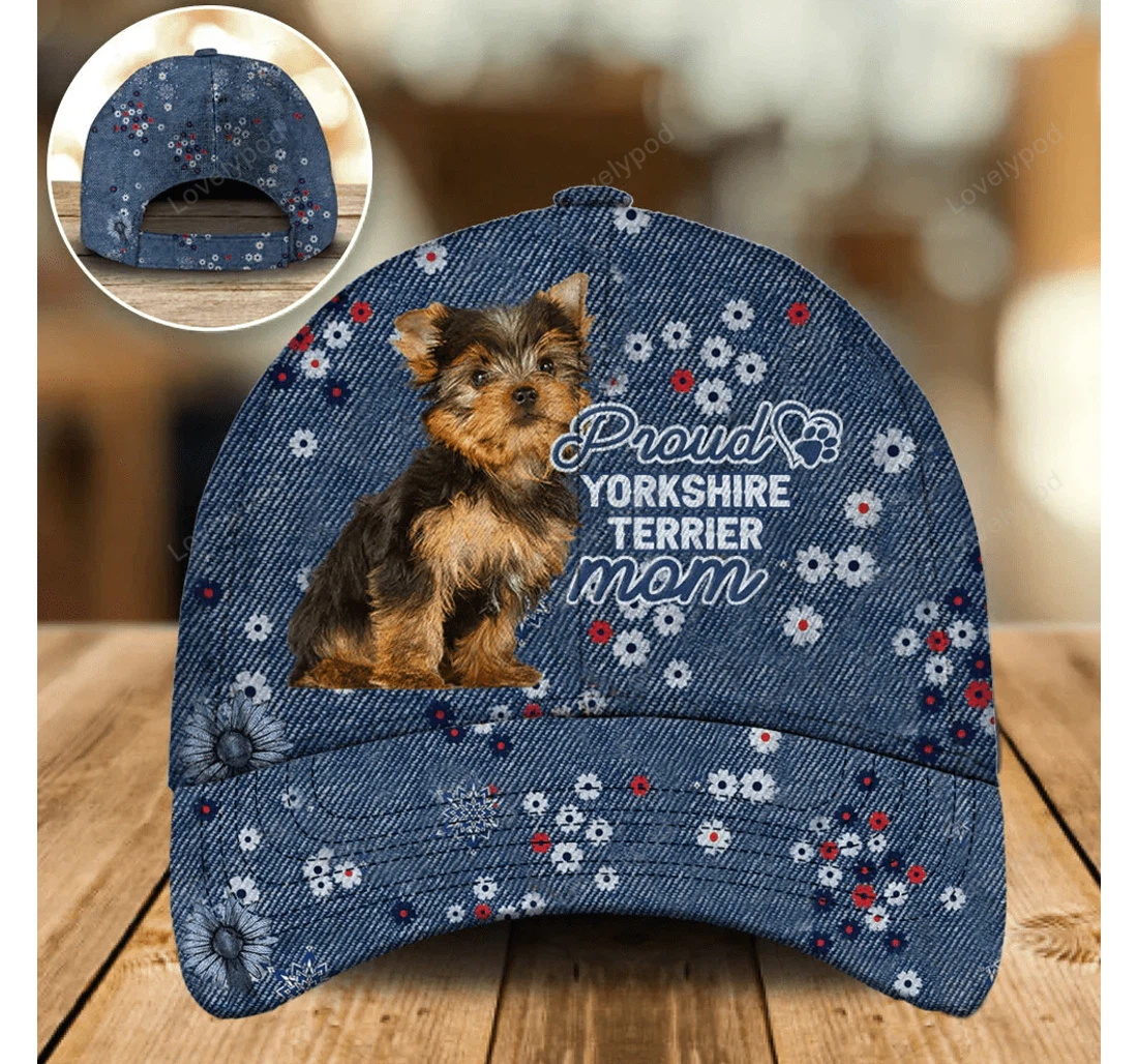 Personalized Customize With Pet Photo Proud Yorkshire Terrier Mom Unisex Snapback, Classic Baseball Cap