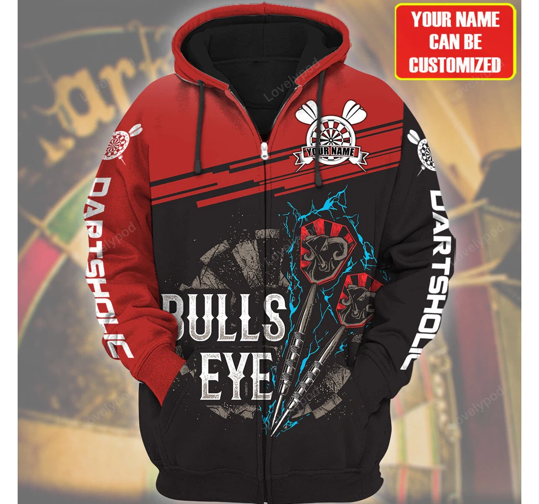 Personalized Name Darts Bull Eye Dart Team Men's Darts Dart Player - 3D Printed Pullover Hoodie