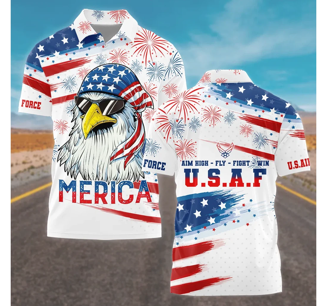 Personalized United States Independence Day U S Air Force Prints - Polo Shirt