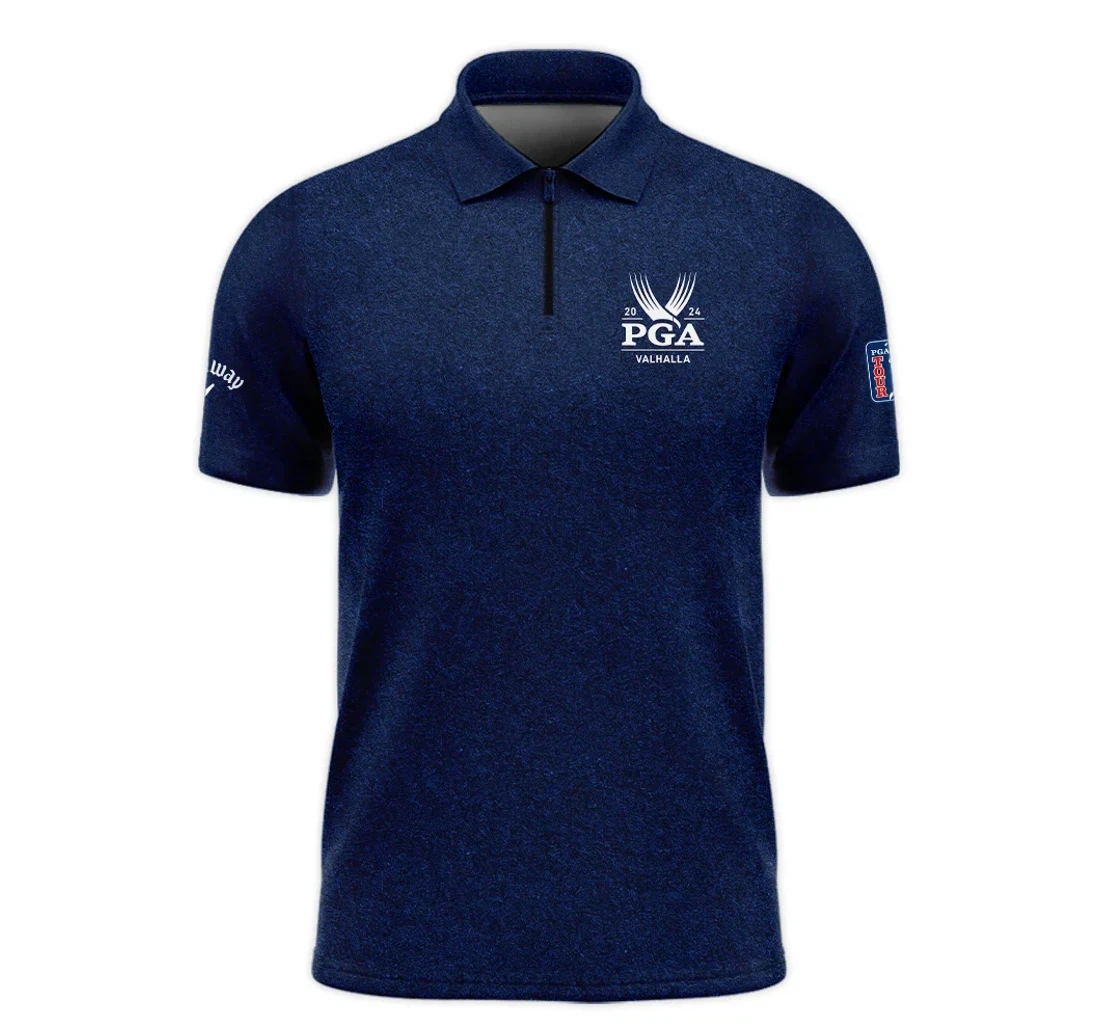 Personalized Special Version Pga Championship Valhalla Callaway Zipper Blue Paperboard Texture Zipper - Polo Shirt