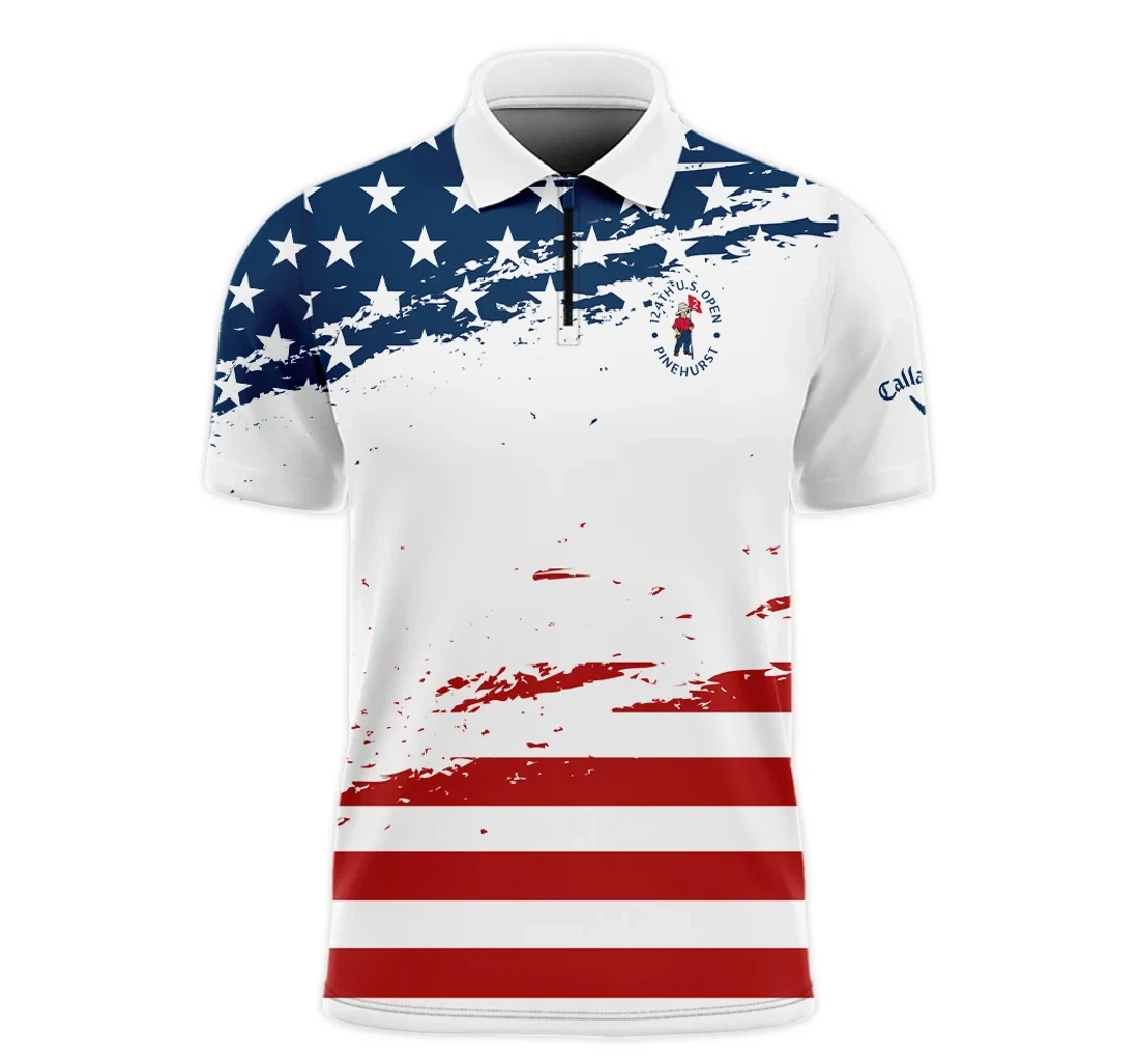 Personalized Th U S Open Pinehurst Special Version Callaway Zipper Blue Red White Color Zipper - Polo Shirt