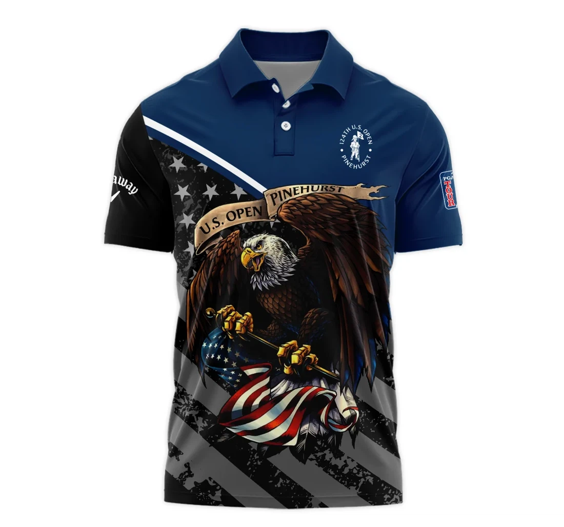 Personalized Special Version Th U S Open Pinehurst Callaway Color Blue Eagle Usa - Polo Shirt