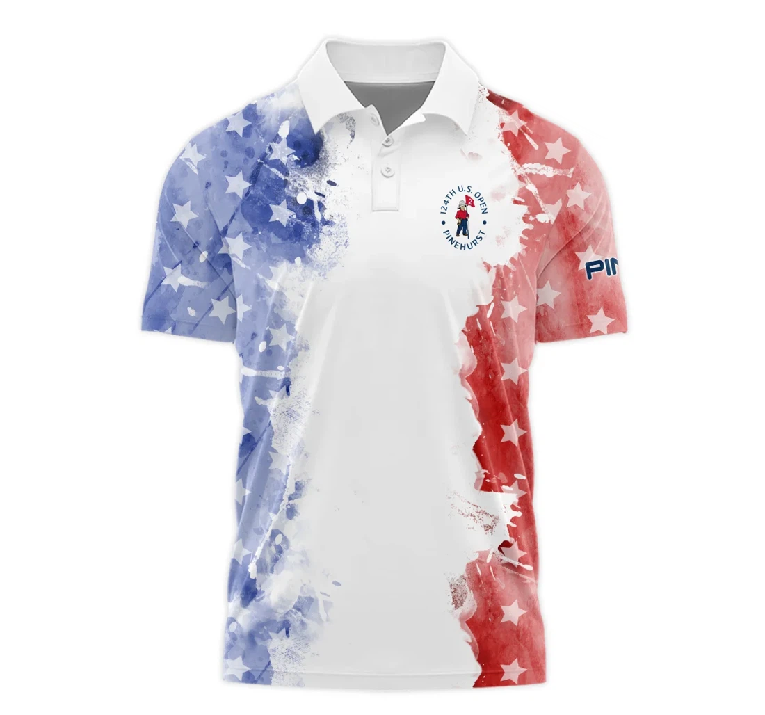 Personalized Th U S Open Pinehurst Special Version Ping Blue Red Watercolor - Polo Shirt