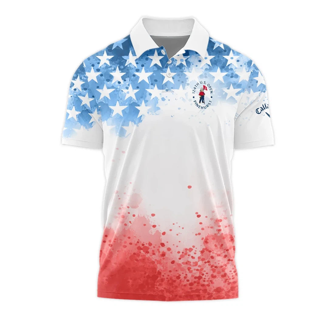 Personalized Special Version Th U S Open Pinehurst Callaway Watercolor Blue Red Stars - Polo Shirt