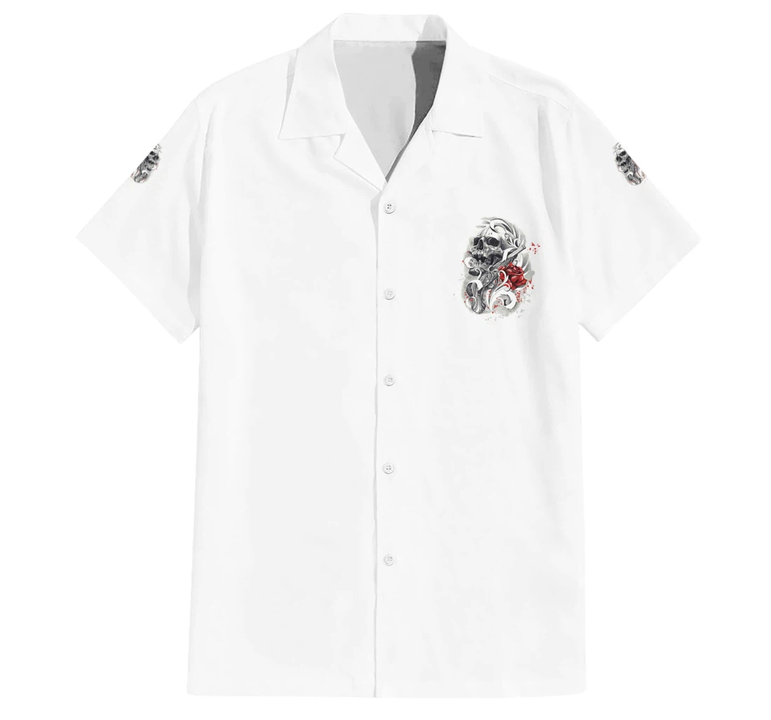 Personalized P Me Off Tattooed Skull Rose Ts Hawaiian Shirt, Button Up Aloha Shirt For Men, Women