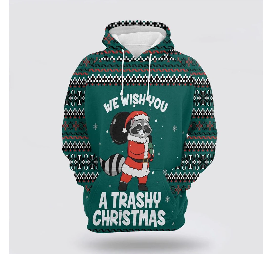 Personalized Christmas Raccoon Trashy Christmas - 3D Printed Pullover Hoodie