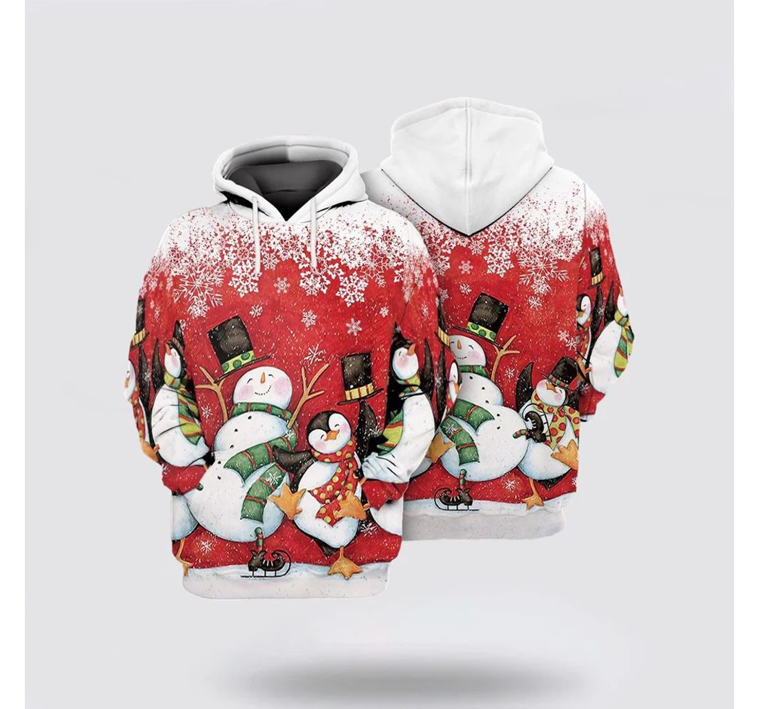 Personalized Christmas Snowman Christmas - 3D Printed Pullover Hoodie