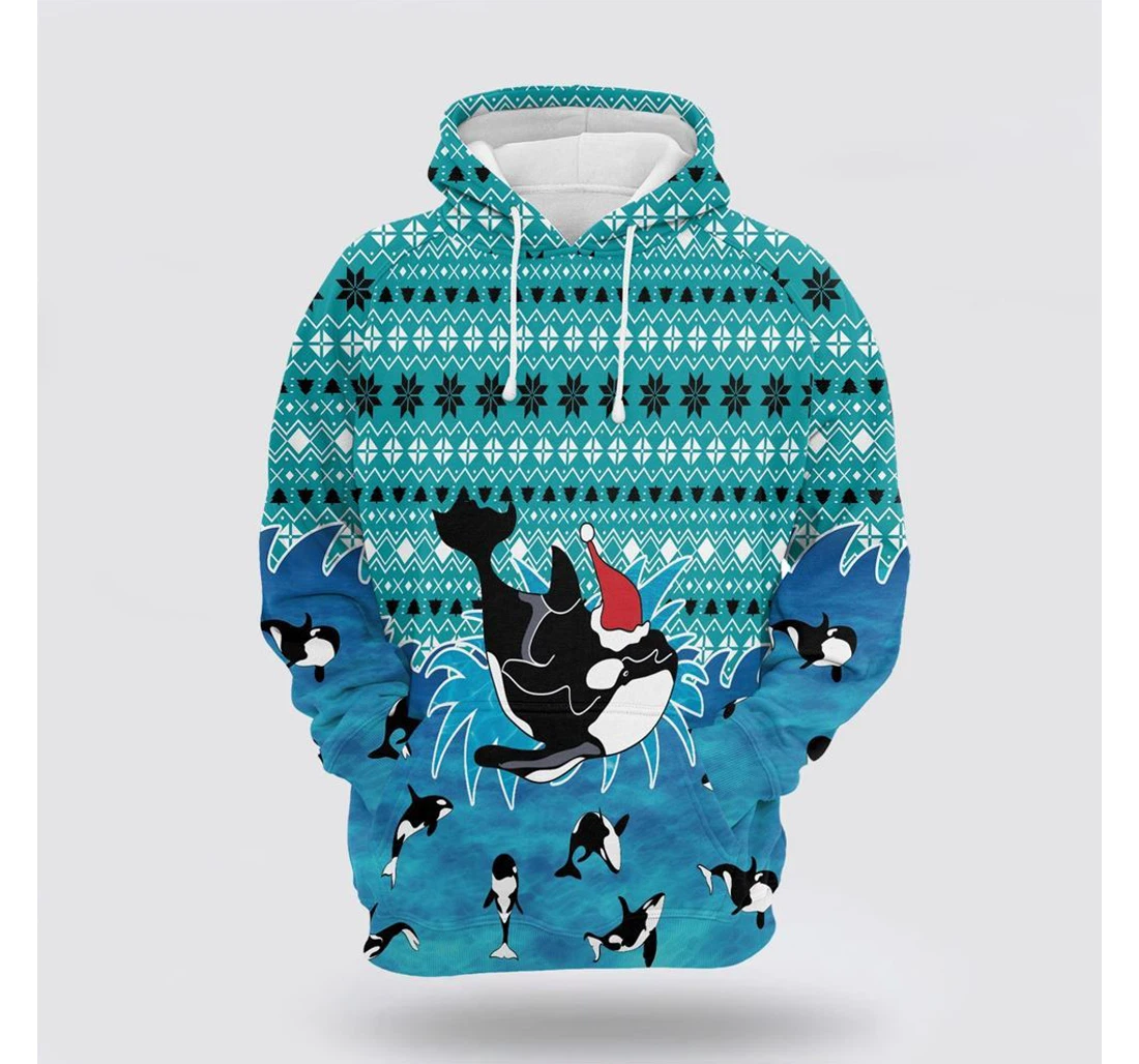 Personalized Christmas Orca Christmas - 3D Printed Pullover Hoodie