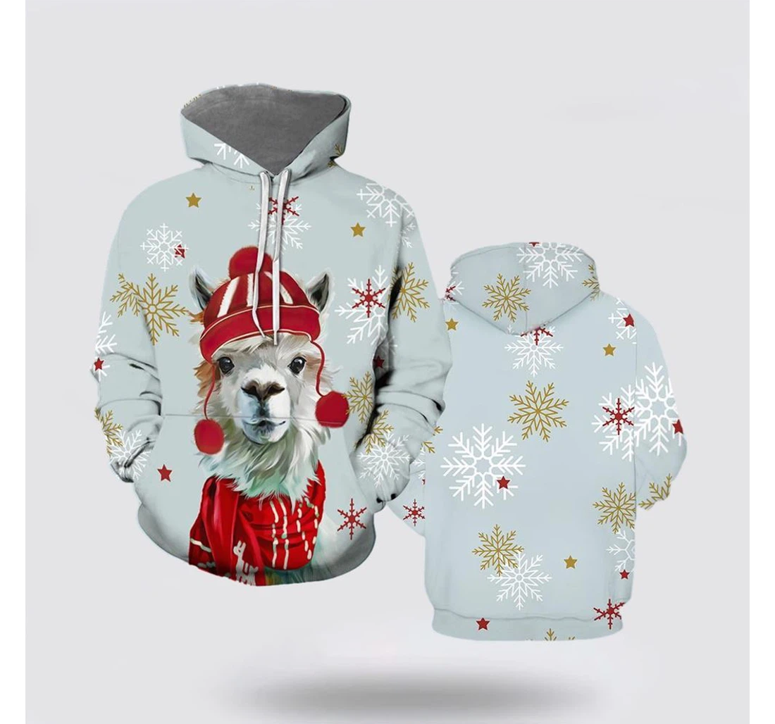 Personalized Christmas Christmas Llama - 3D Printed Pullover Hoodie