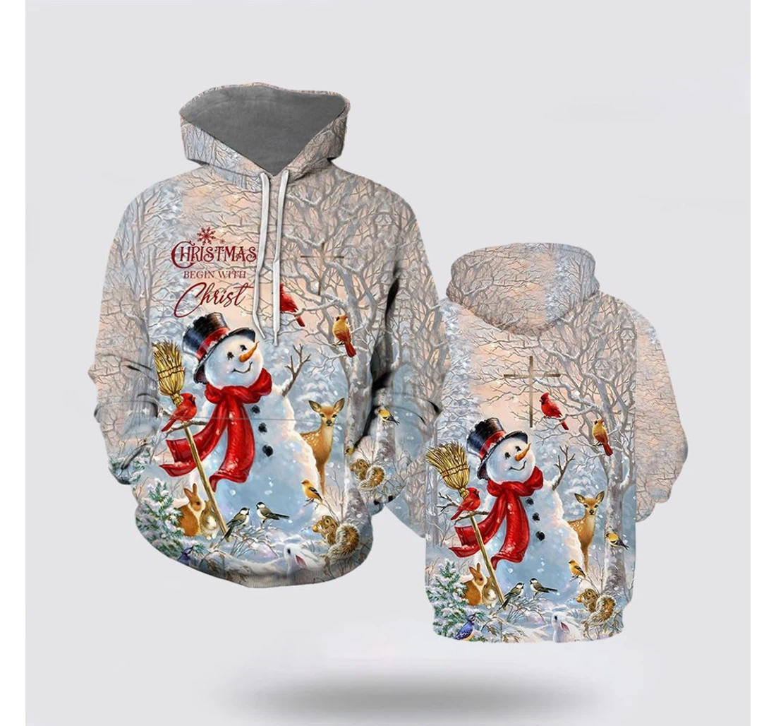 Personalized Christmas Christmas Snowman - 3D Printed Pullover Hoodie