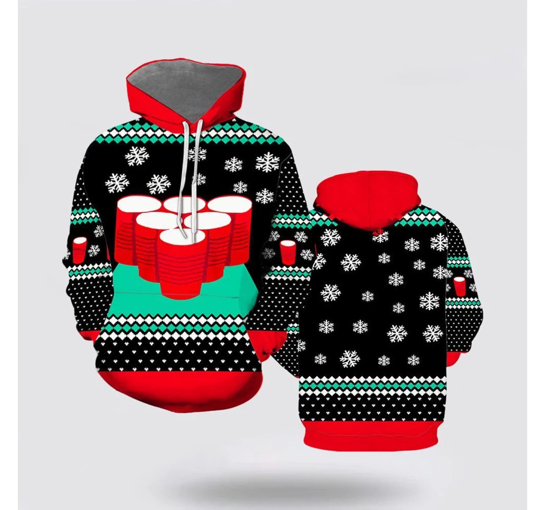 Personalized Christmas Fun Cups Christmas - 3D Printed Pullover Hoodie