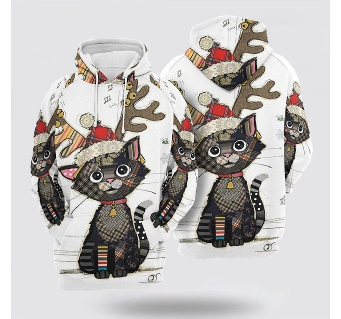 Personalized Christmas Christmas Cat - 3D Printed Pullover Hoodie