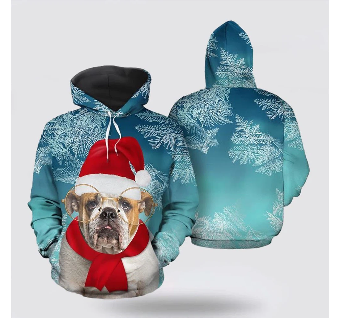 Personalized Christmas Christmas Bulldog Awesome - 3D Printed Pullover Hoodie