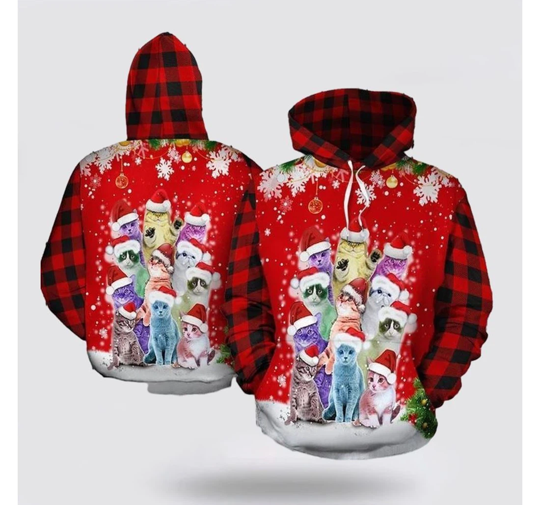 Personalized Christmas Christmas Cat - 3D Printed Pullover Hoodie