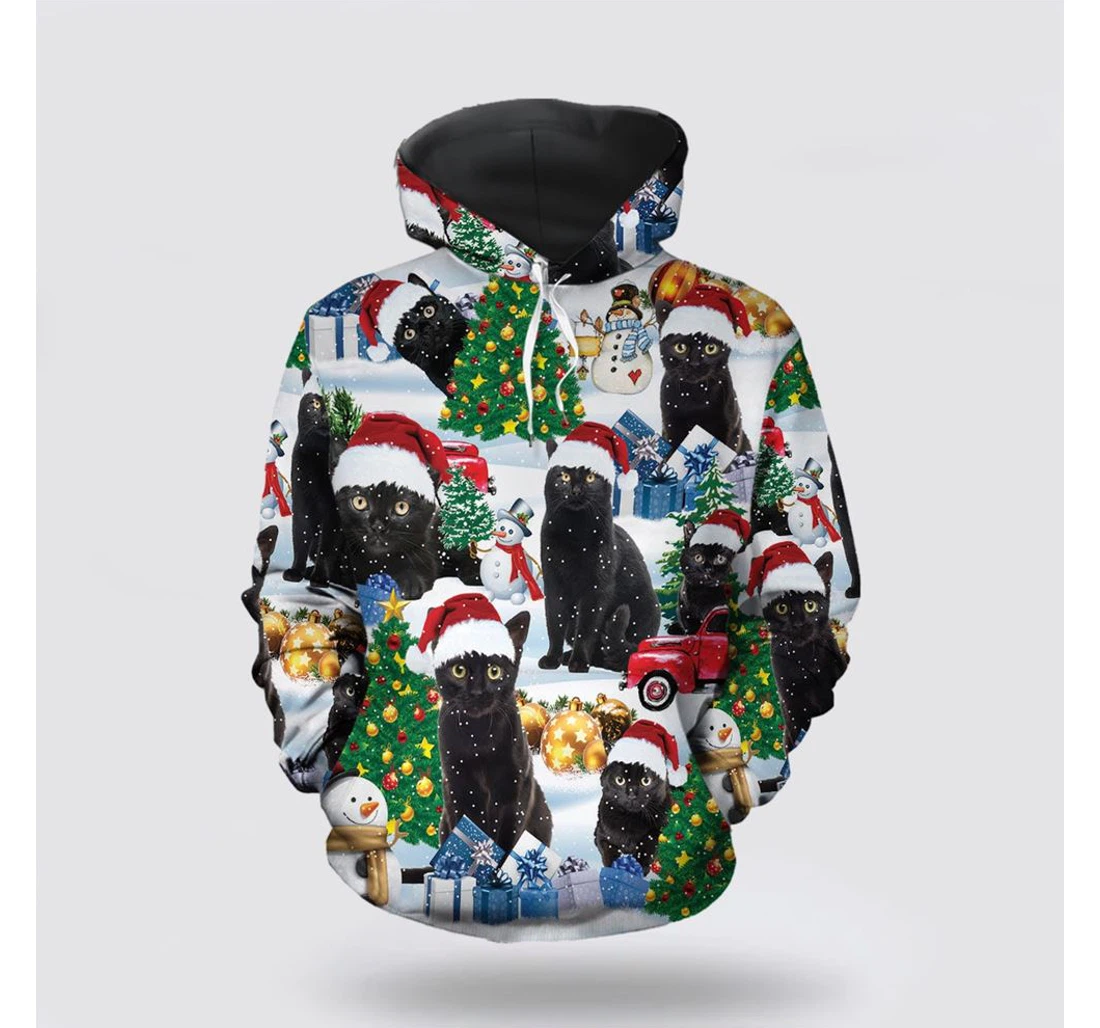 Personalized Christmas Christmas Cat - 3D Printed Pullover Hoodie