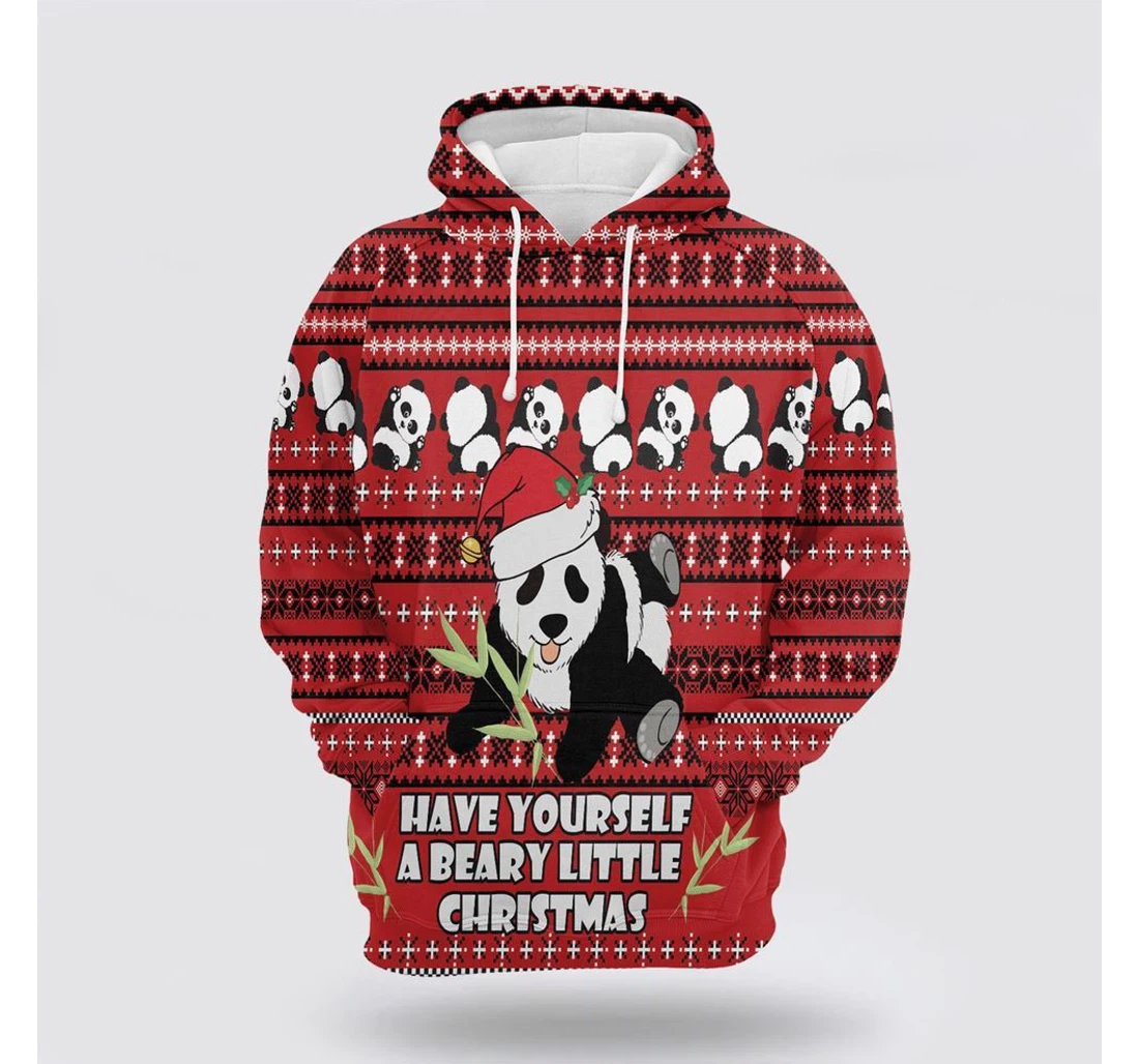 Personalized Christmas Panda Christmas - 3D Printed Pullover Hoodie