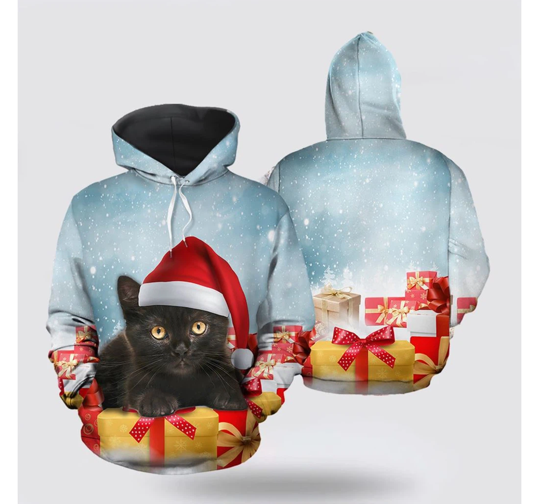 Personalized Christmas Christmas Cat - 3D Printed Pullover Hoodie