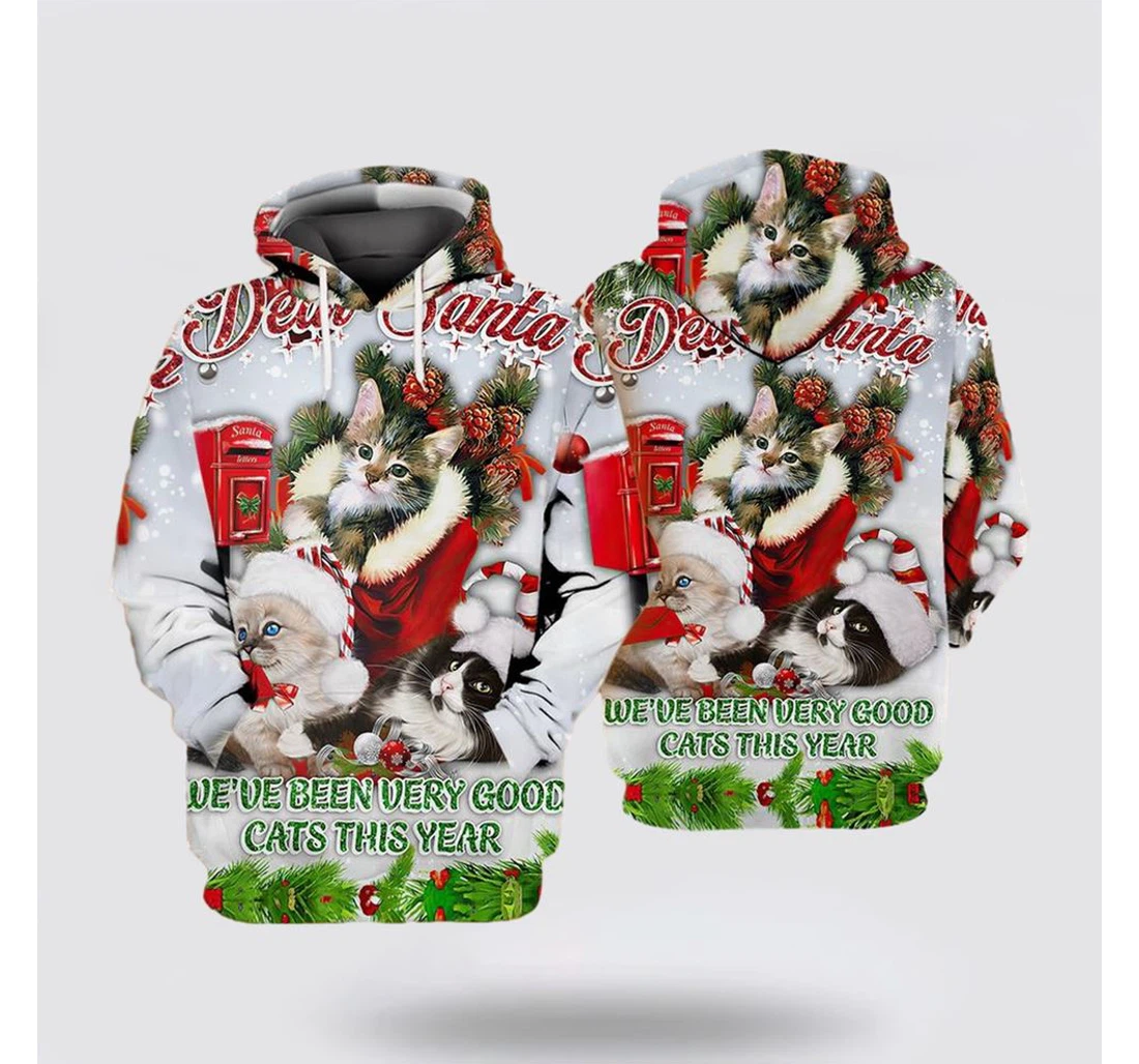 Personalized Christmas Cat Merry Christmas - 3D Printed Pullover Hoodie