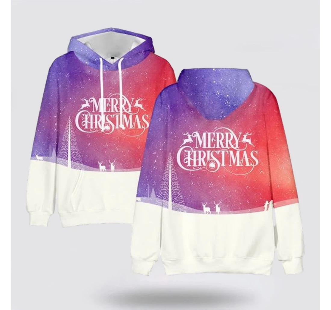 Personalized Christmas Merry Christmas - 3D Printed Pullover Hoodie