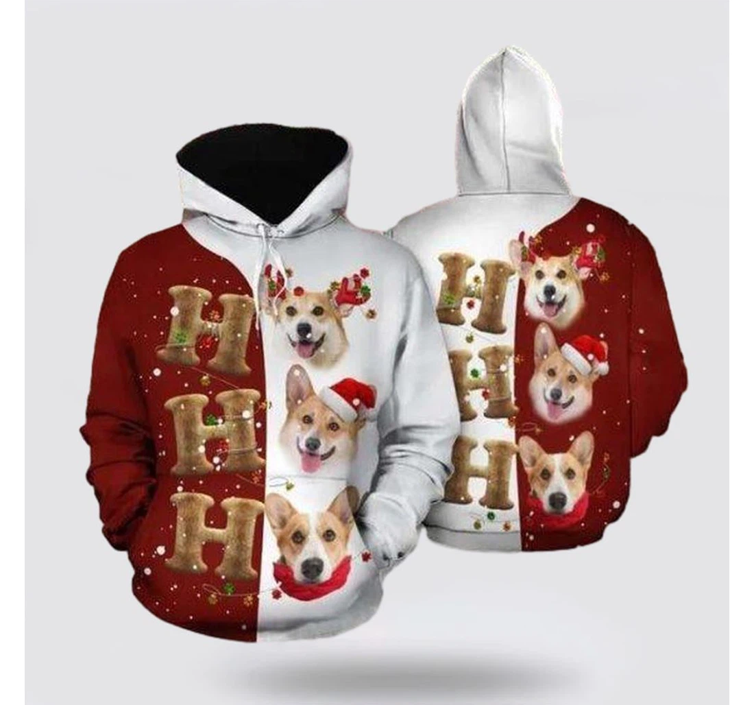 Personalized Christmas Corgi Christmas Funny - 3D Printed Pullover Hoodie