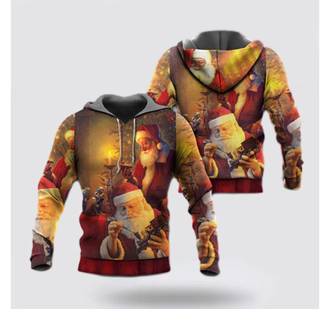 Personalized Christmas Christmas Santa Claus The Spirit Of Christmas Art Style - 3D Printed Pullover Hoodie