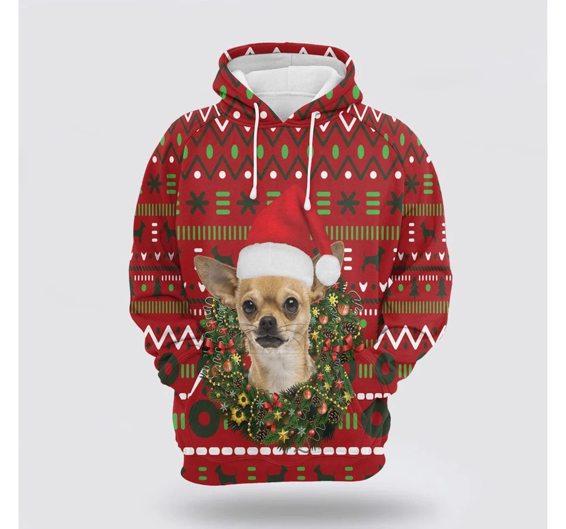 Personalized Christmas Chihuahua Merry Christmas - 3D Printed Pullover Hoodie