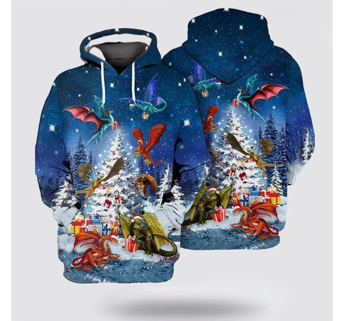 Personalized Christmas Christmas Dragon - 3D Printed Pullover Hoodie