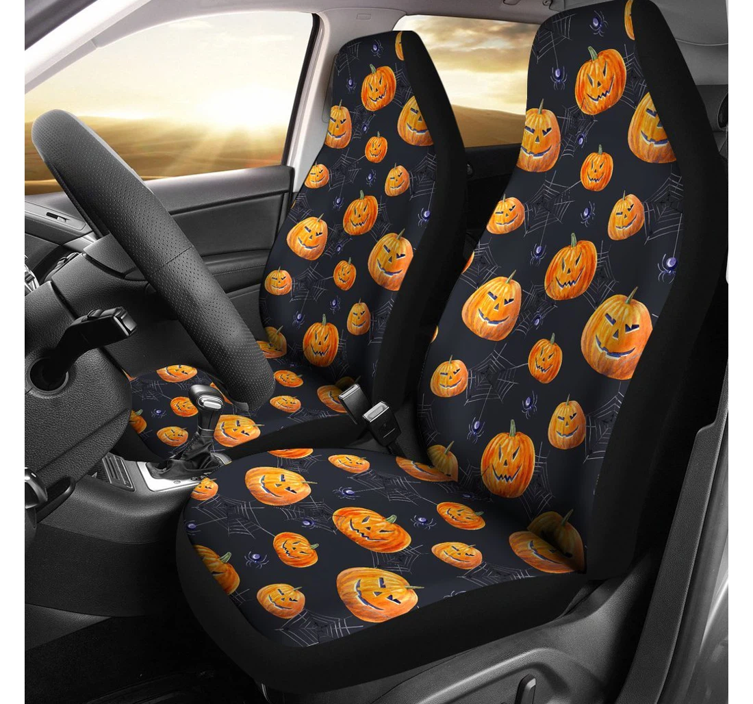 Personalized Pumpkin Halloween Pattern Universal Front Car Seat Cover