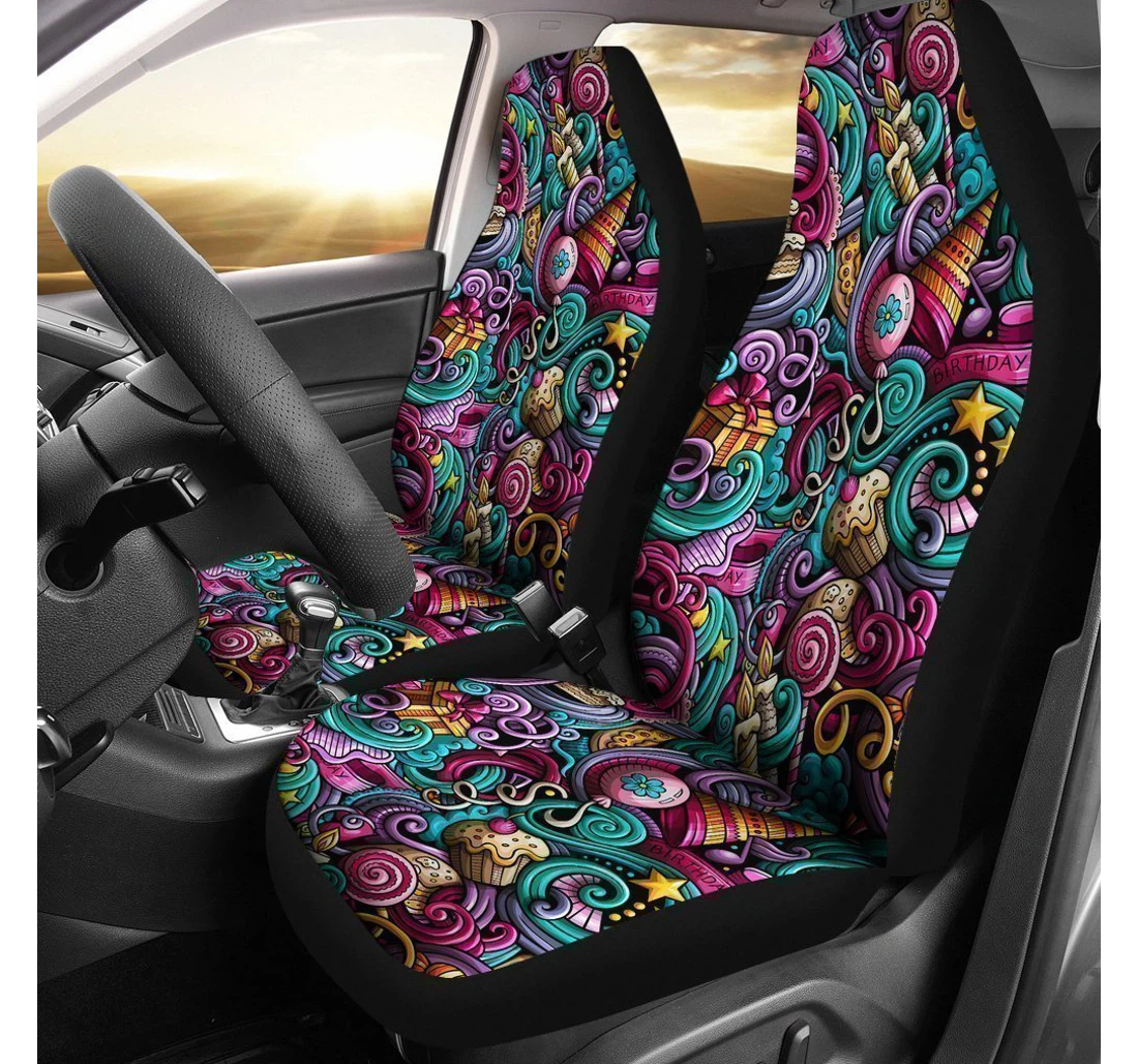 Personalized Pattern Birthday Universal Front Car Seat Cover