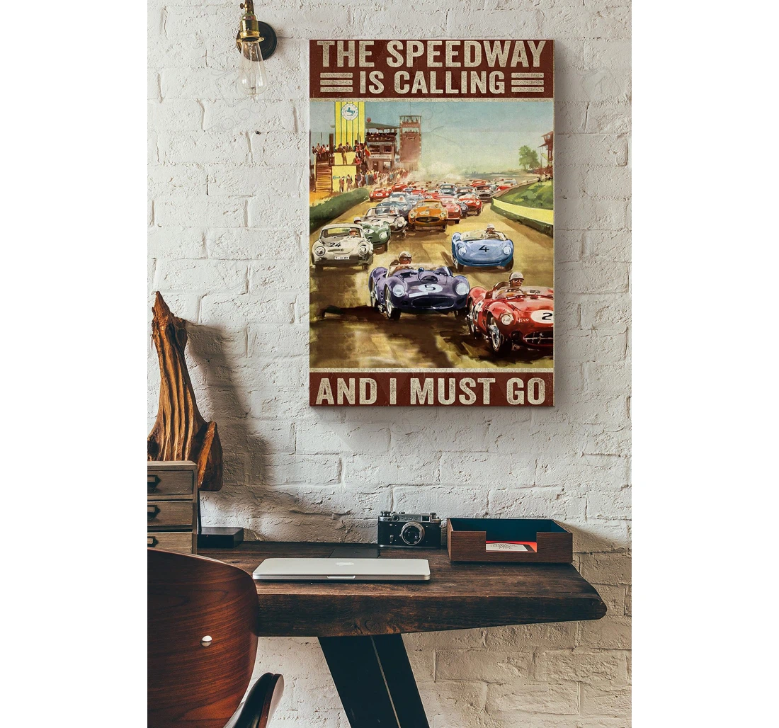 Poster, Canvas - Car Racing And I Must Go Print Framed Wall Art