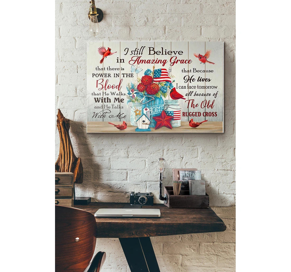Poster, Canvas - Cardinal Birds I Still Believe In Amazing Grace That There Is Power In The Blood Ideas Idea S Print Framed Wall Art