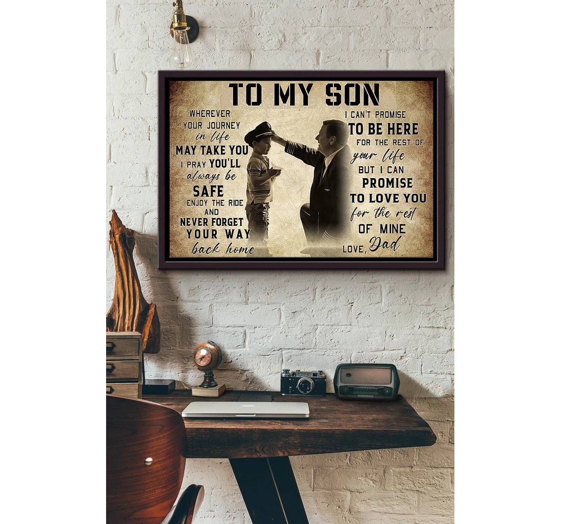 Poster, Canvas - Pilot Father To My Son I Love You N Matte Print Framed Wall Art