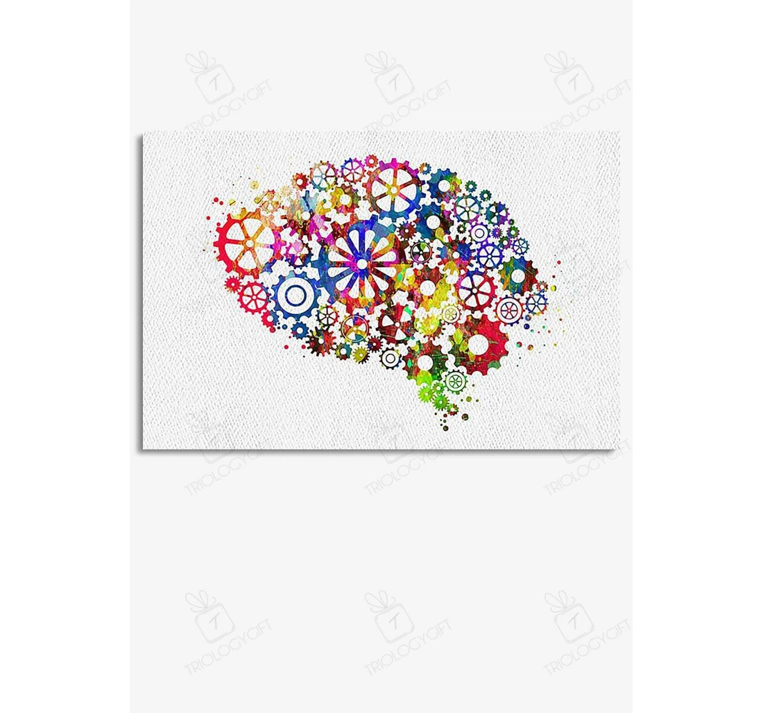 Poster, Canvas - Engineer Mechanical Metal Brain Mechanic Car Repair Shop S Print Framed Wall Art